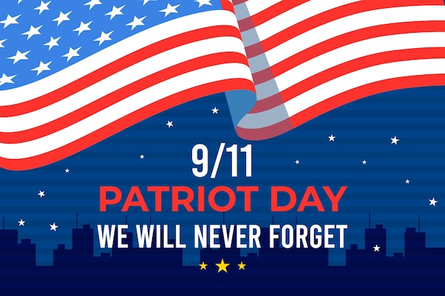 Flat 9.11 patriot day illustration