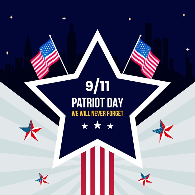 Vector flat 9.11 patriot day illustration