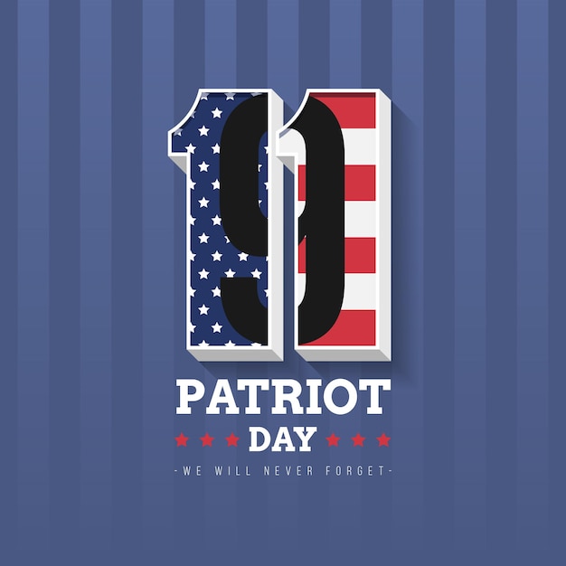 Flat 9.11 patriot day illustration