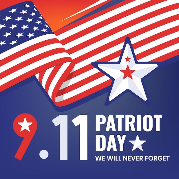 Vector flat 9.11 patriot day illustration