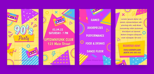 flat 90s party instagram stories collection