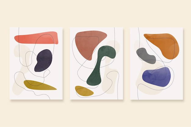 Flat abstract art cover collection