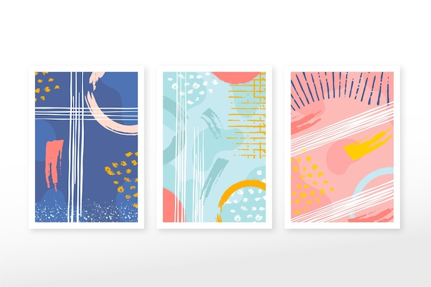 Vector flat abstract art cover collection