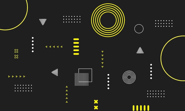 Flat abstract background with geometric shapes yellow and black