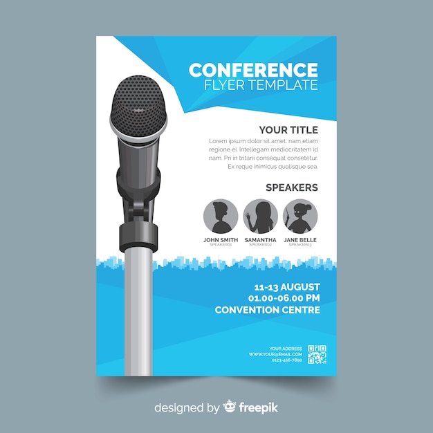 Vector flat abstract business conference flyer template