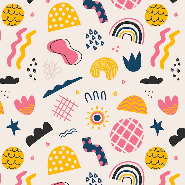 Flat abstract doodle pattern design