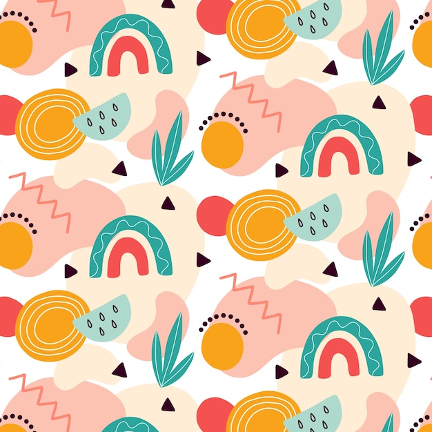 Vector flat abstract doodle pattern design