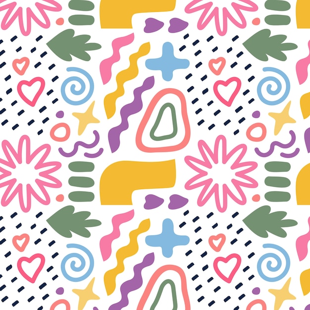 Flat abstract doodle pattern design