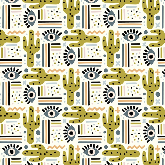 Vector flat abstract doodle pattern design