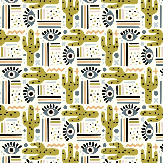 Flat abstract doodle pattern design