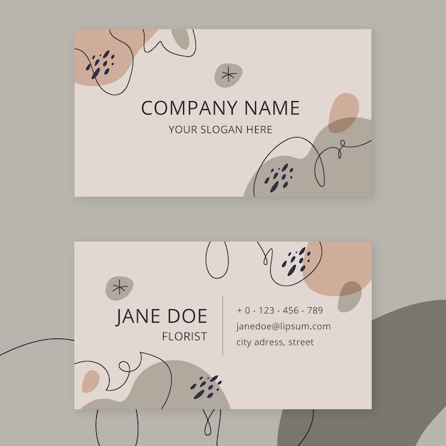 Vector flat abstract double-sided horizontal business card template