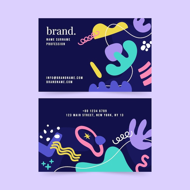 Flat abstract double-sided horizontal business card template