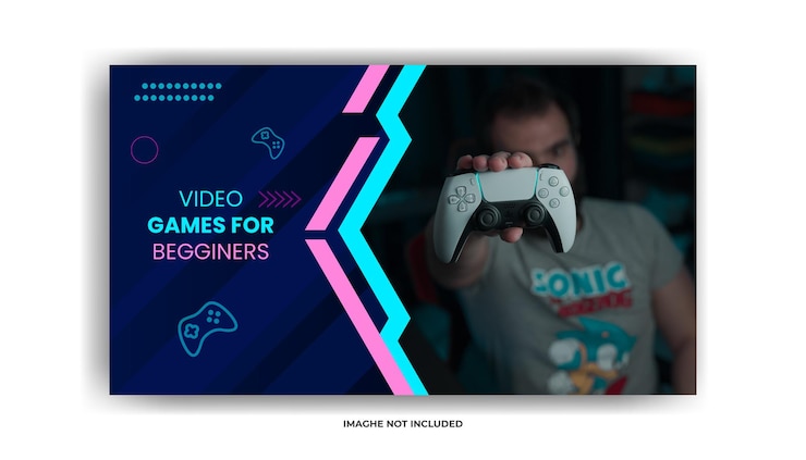 Vector flat abstract gamer youtube thumbnail premium vector