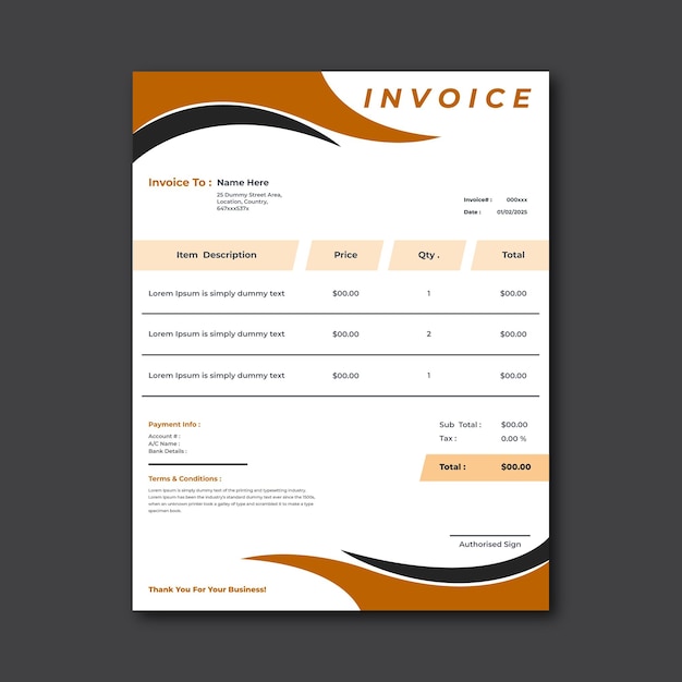 Flat abstract geometric business invoice