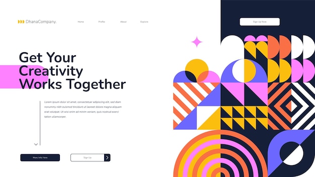 Vettore abstract geometric flat landing page web design (pagina di destinazione geometrica piatta)