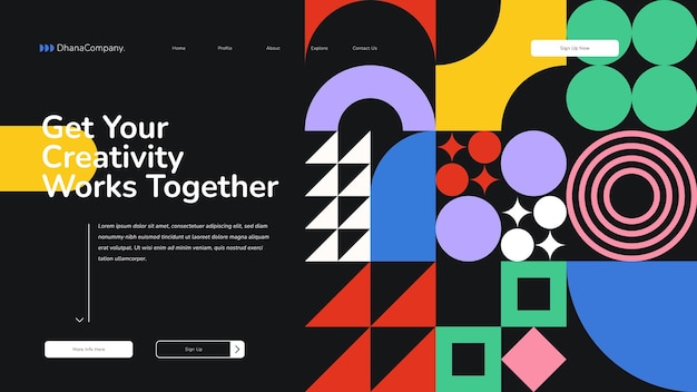 Abstract geometric flat landing page web design (pagina di destinazione geometrica piatta)