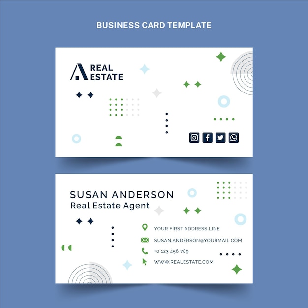 Vector flat abstract geometric real estate business card