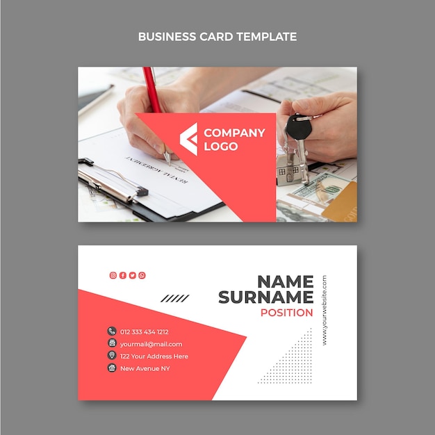flat abstract geometric real estate business card