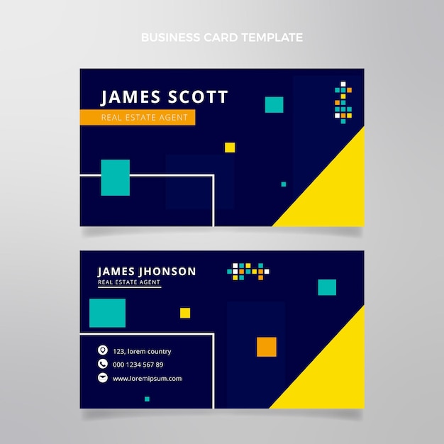 Vector flat abstract geometric real estate horizontal business card template