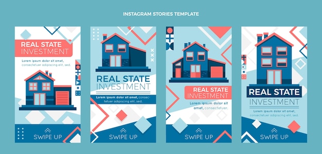 Vector flat abstract geometric real estate ig stories