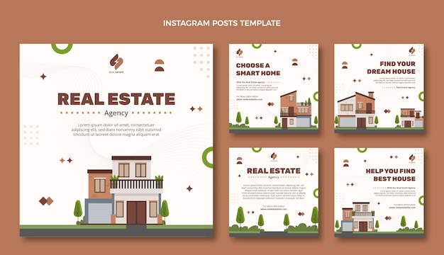 Flat abstract geometric real estate instagram posts