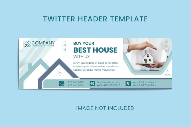 Flat abstract geometric real estate twitter header design