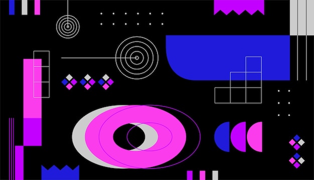 Flat abstract geometric vector design with black background