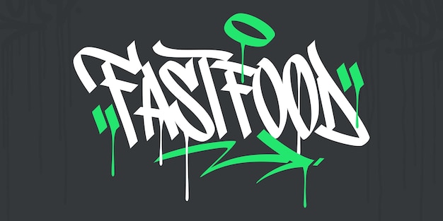 Flat Abstract Hip Hop Hand Written Urban Street Art Graffiti Style Word Fastfood Vector Illustration Art