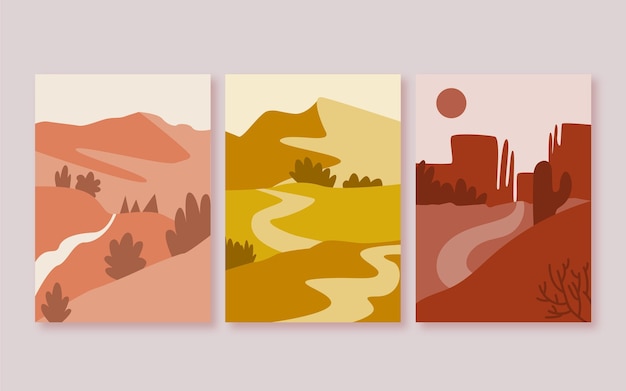 Flat abstract landscape covers collection