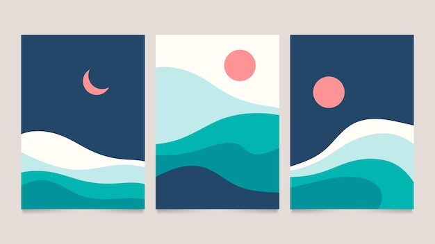 Flat abstract landscape covers collection