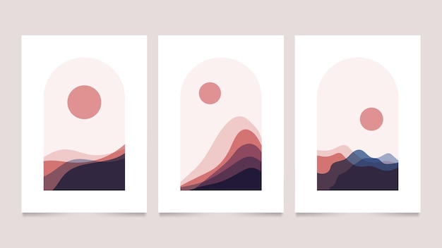 Flat abstract landscape covers collection