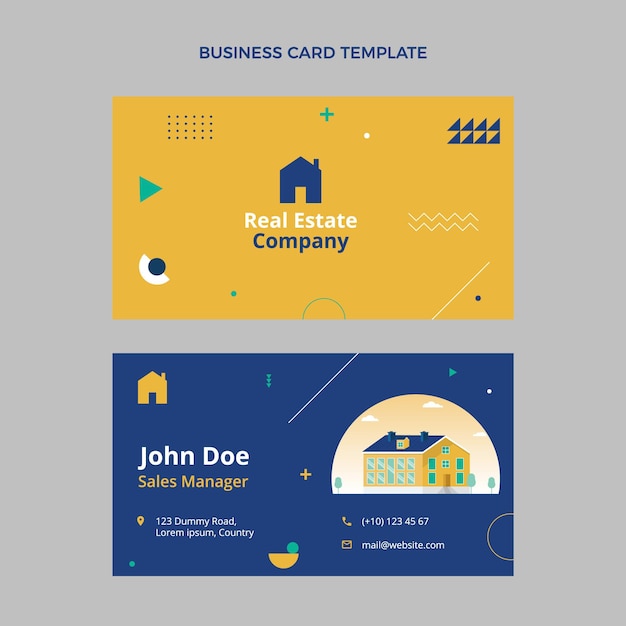 Vector flat abstract real estate horizontal business card