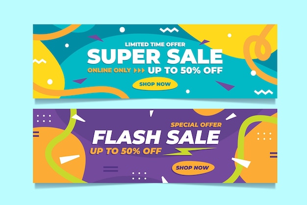 Flat abstract sale banners set