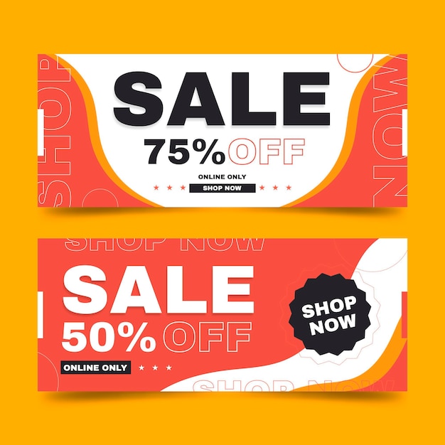 Flat abstract sale banners set