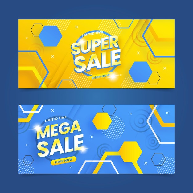 Flat abstract sale banners set