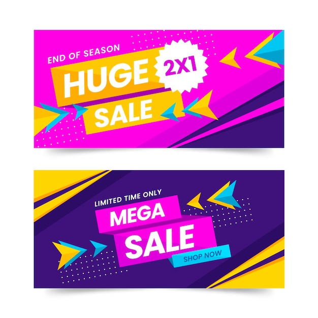 Flat abstract sale banners set