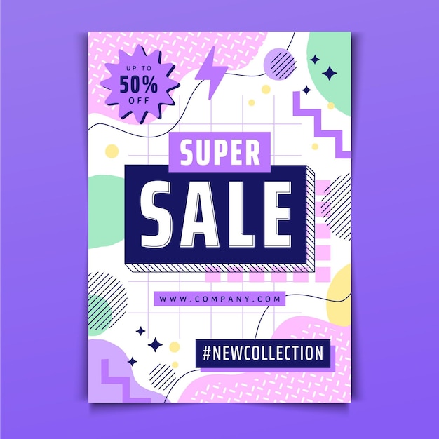 Flat abstract sales poster template