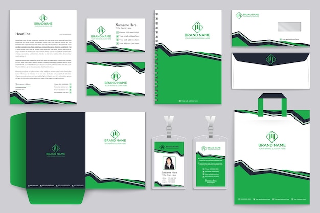 Flat abstract stationery template