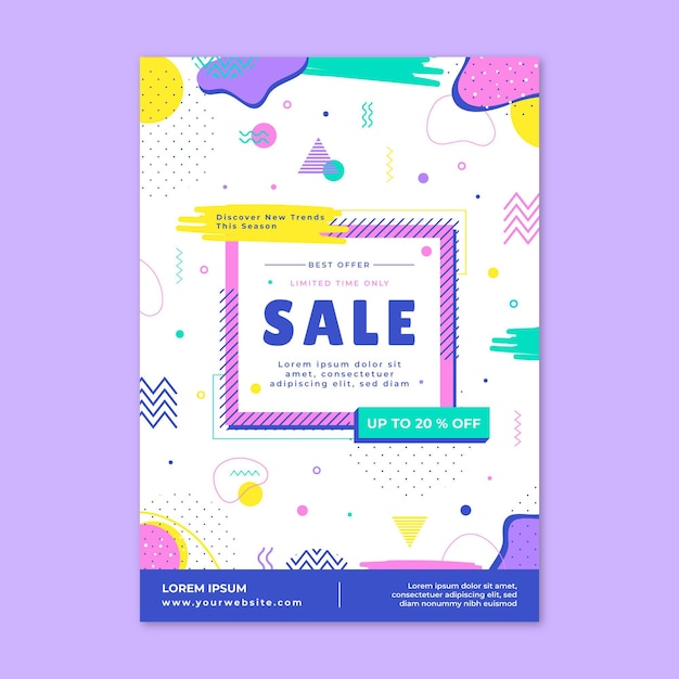 Vector flat abstract vertical sale poster template