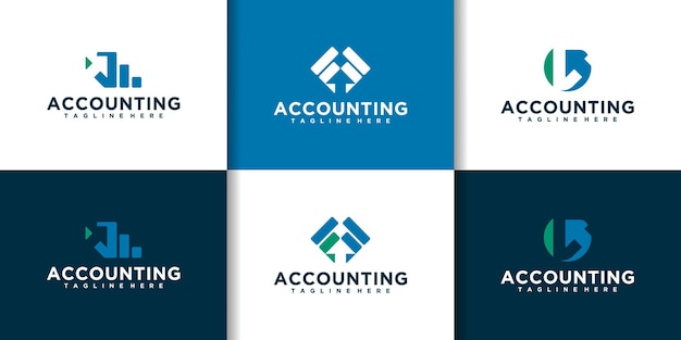 Flat accounting logo collection