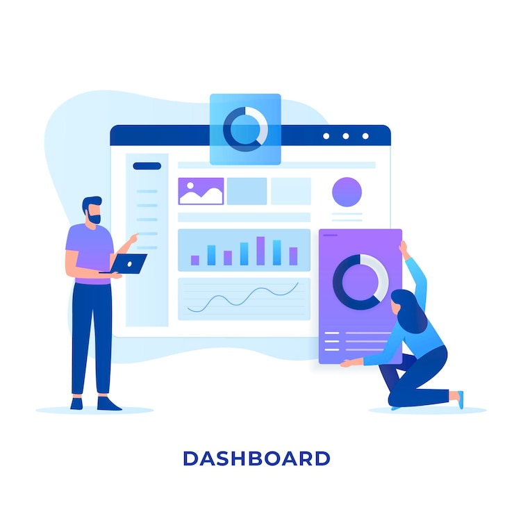 Vector flat admin dashboard concept.