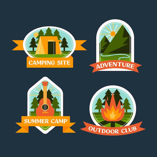 Flat adventure badges collection