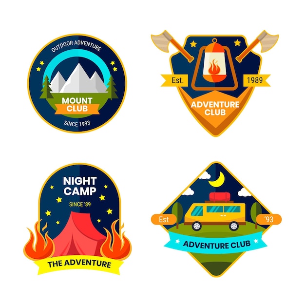 Vettore collezione di badge avventura piatta