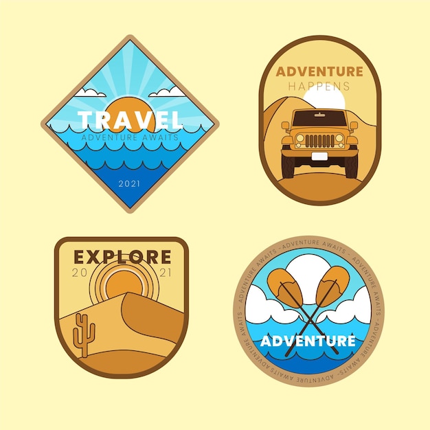 Vector flat adventure badges collection