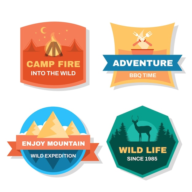 Vector flat adventure badges collection