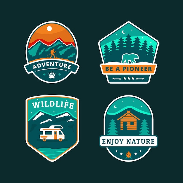 Vector flat adventure badges collection