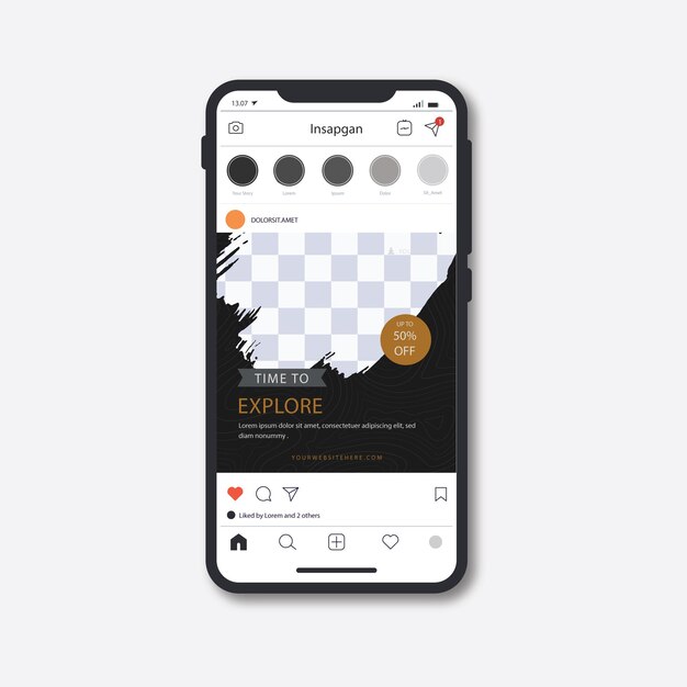 Flat adventure instagram post design template