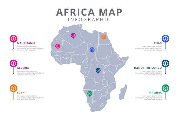 Vettore piatto africa mappa infografica