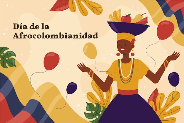 Vettore sfondo giorno afro-colombiano piatto