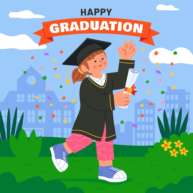 Flat afstuderen kinderen illustratie